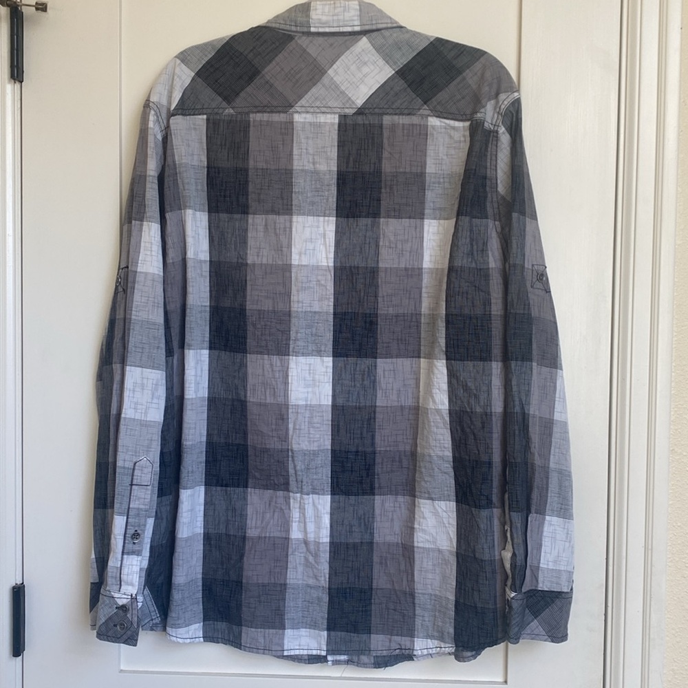 Men's Rock & Republic Black Grey Button Up Shirt Sz XL Y2K Fashion Edgy Biker - Picture 5 of 8